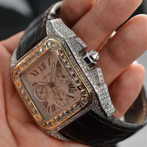 cartier santos 100 xl diamonds|cartier santos 100 xl chronograph.